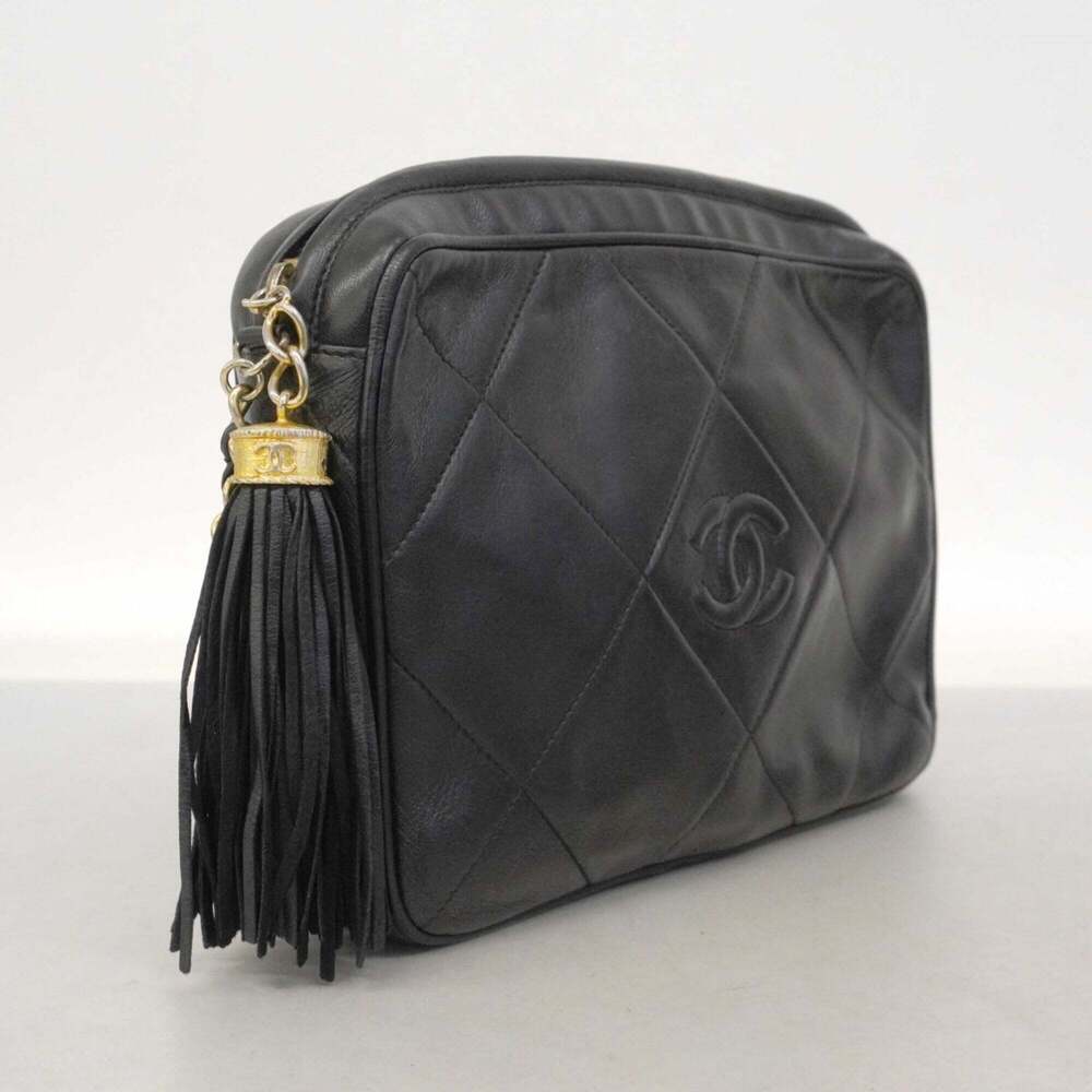 CHANEL Black Lambskin Leather Shoulder Bag - Picture 2 of 11